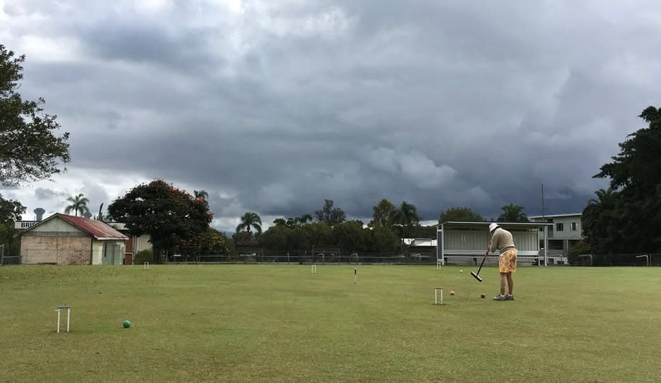 Wet weather, green grass and Association Croquet at Stephens