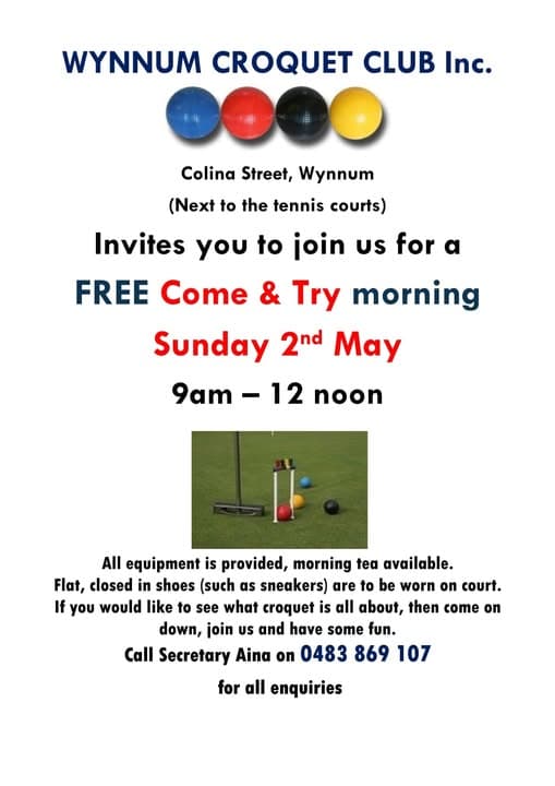Come and try croquet at Wynnum
