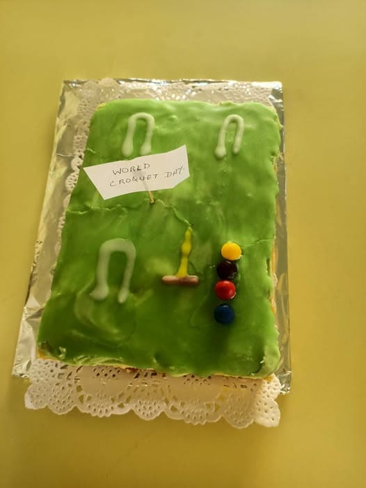 World Croquet Day cake celebration at Mackay