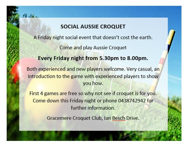 Friday night social croquet at Gracemere
