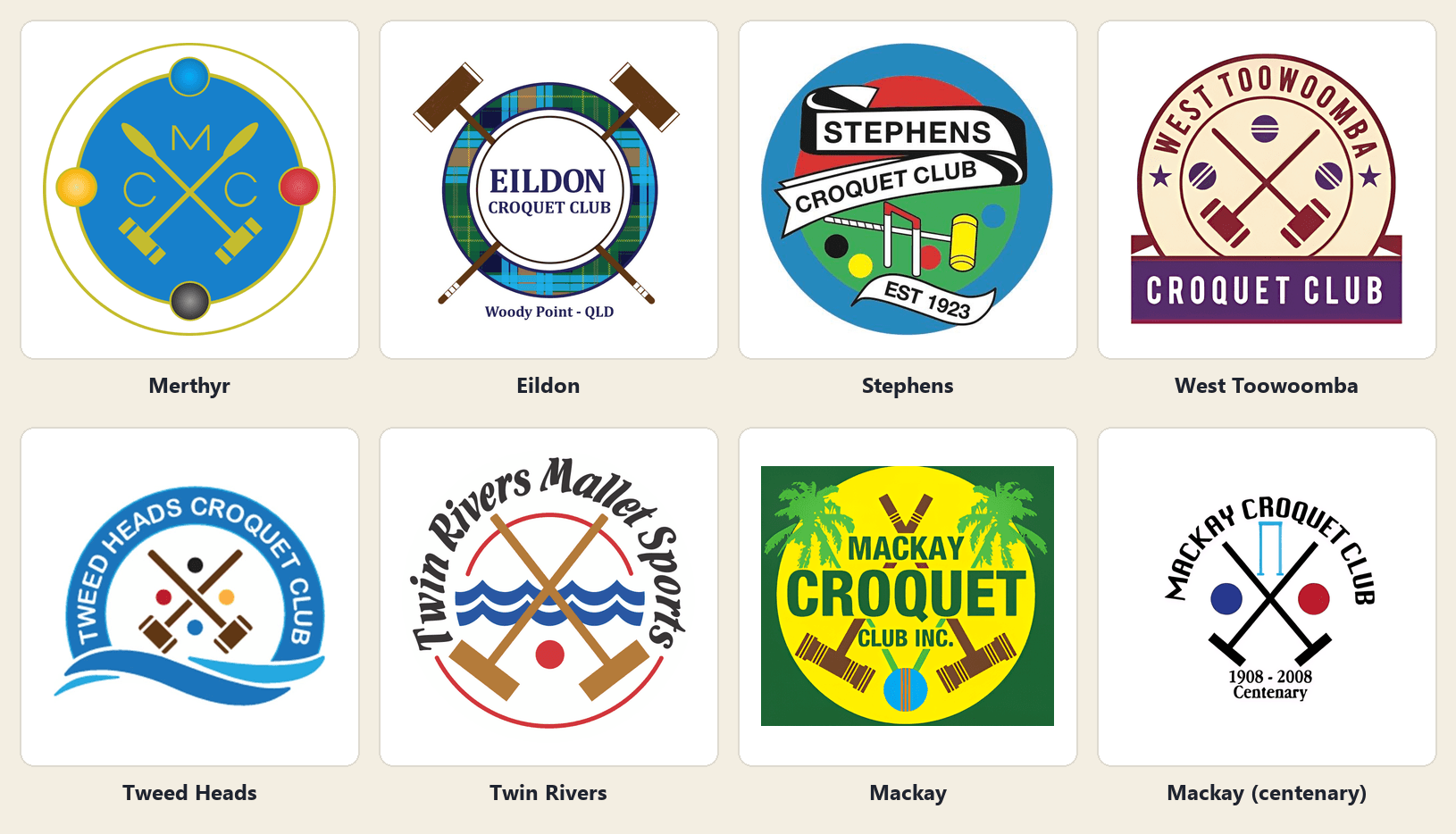 All the different types of Queensland's croquet club logos