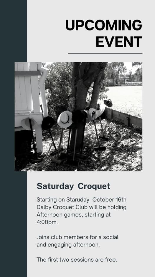 Saturday croquet starts at Dalby from 16 October