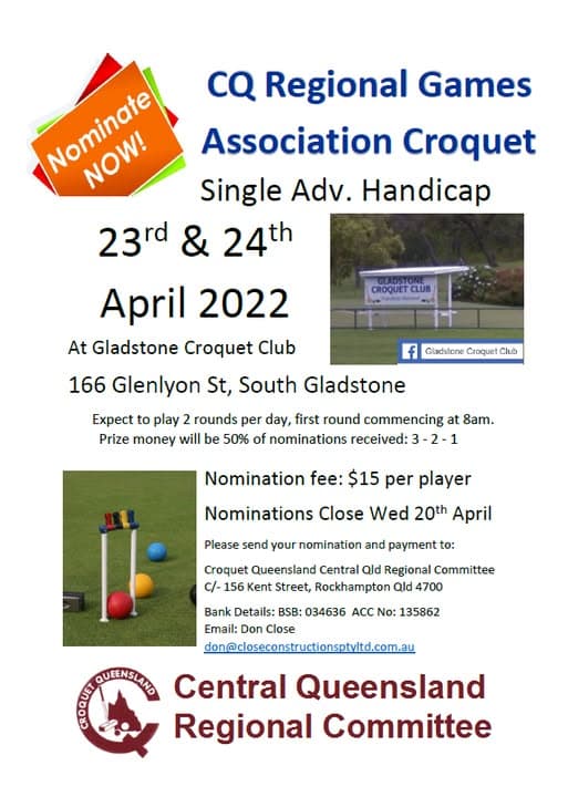 CQ Regional Games croquet singles at Gladstone