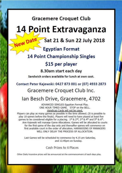 Change of date for 14 Point Extravaganza