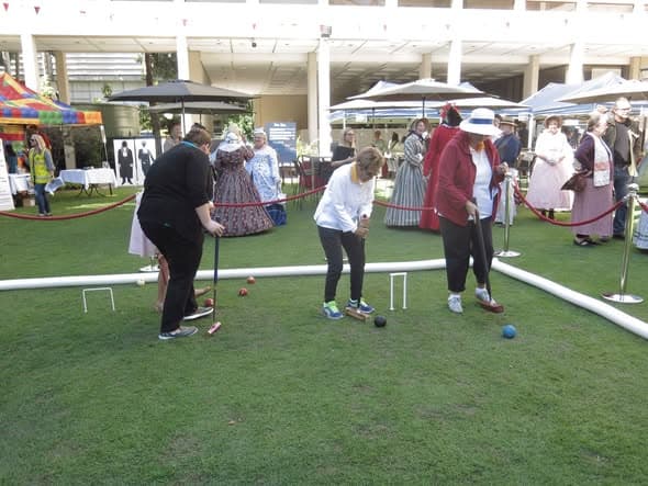 Croquet at Parliament House for 150th anniversary