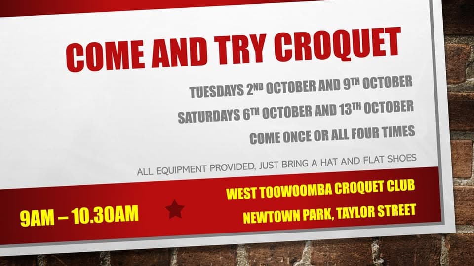 Come and Try session tomorrow morning at West Toowoomba