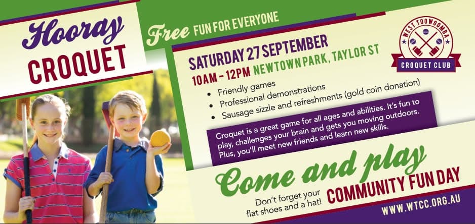 Come and join us at West Toowoomba on 27 September