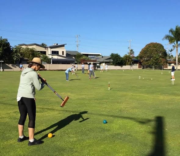 Good turnout for Golf Croquet at Burleigh Heads Palm Beach