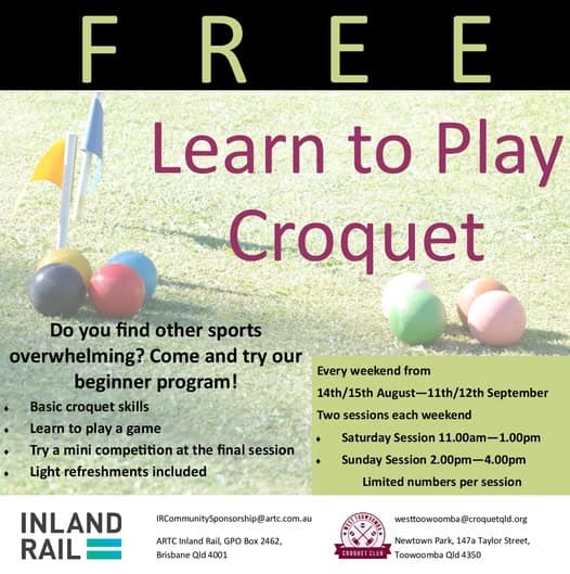 Free beginners croquet lessons start 14 August