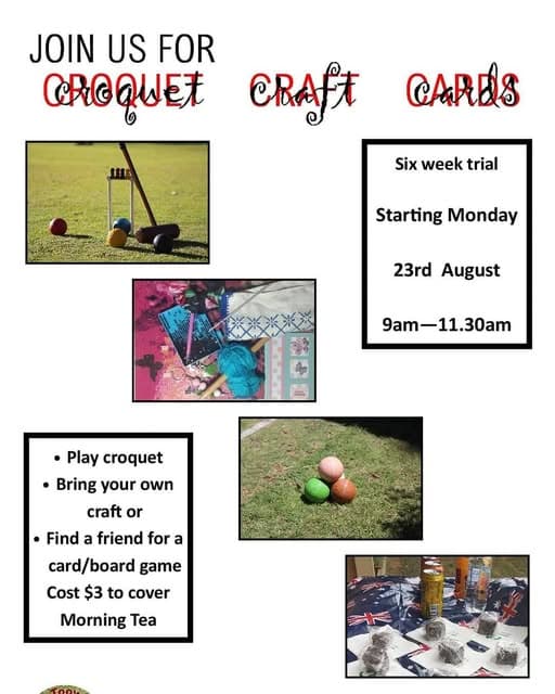 Croquet, craft and games starting today at West Toowoomba