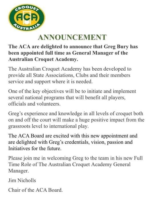 Congratulations to Greg Bury on new position