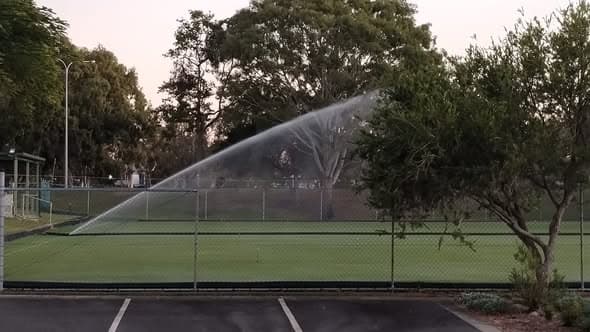 Photos from Eildon: sprinklers at dawn