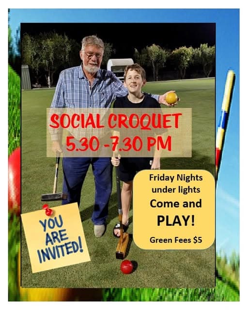 Gracemere social croquet on tonight, all welcome