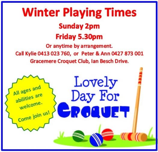 Winter Sunday croquet now starting at 2pm