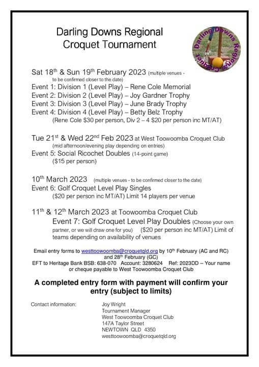 Entries open for 2023 regional tournament