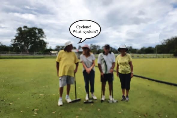Cyclone? What cyclone? Perfect morning for croquet