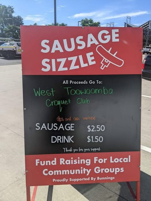 Sausage sizzle at Bunnings West this Saturday