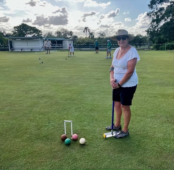 Golf Croquet tactics from Deb and David, plus club photos