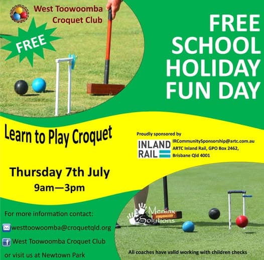 Free school holiday croquet day in Toowoomba