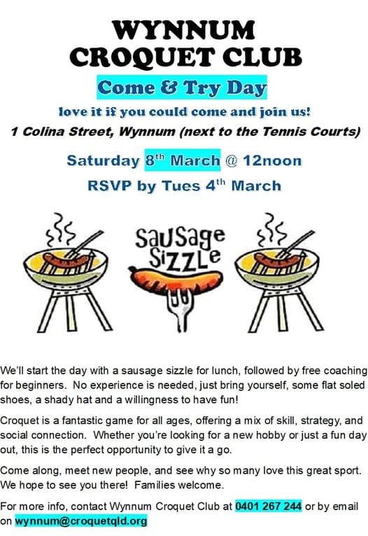 Wynnum invites you to Come & Try croquet