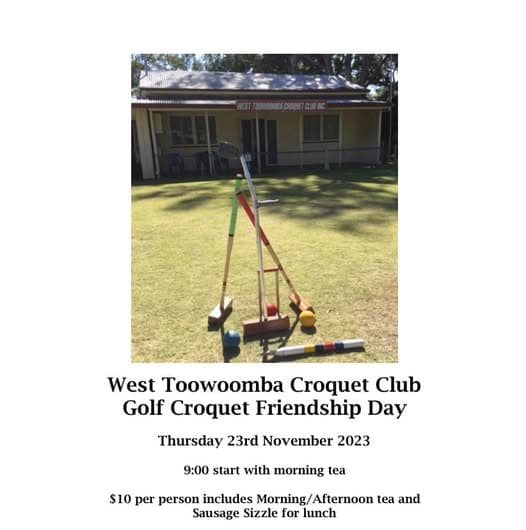 West Toowoomba Golf Croquet Friendship Day announced