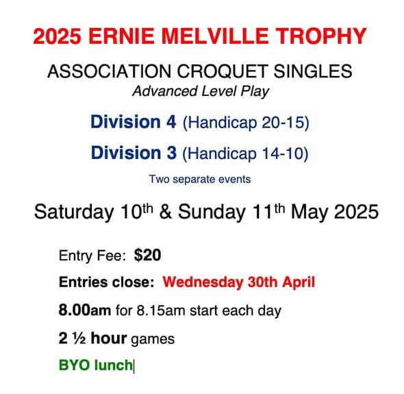 Ernie Melville Trophy at Stephens: have a go