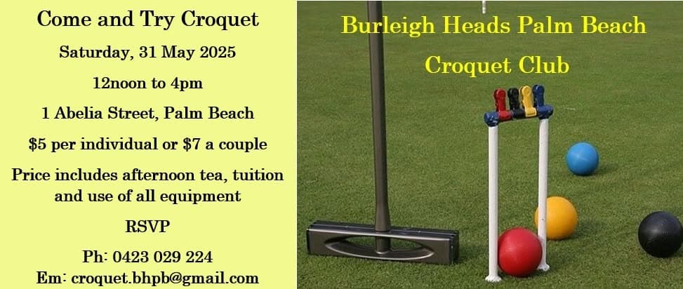 Come and Try Croquet at Burleigh Heads Palm Beach