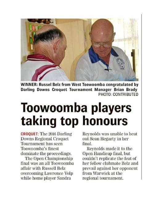 West Toowoomba croquet club appears in Chronicle