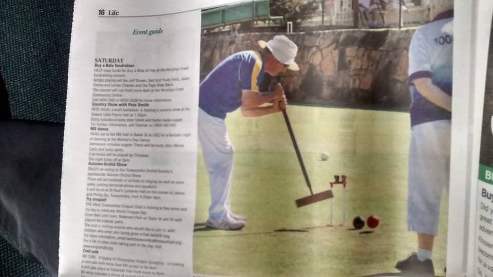 West Toowoomba croquet club featured in local paper and Life this week