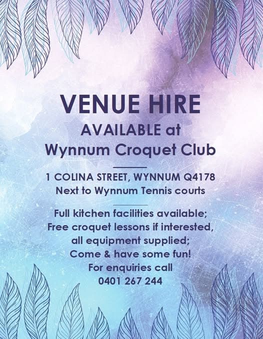 Host your next function at Wynnum Croquet Club