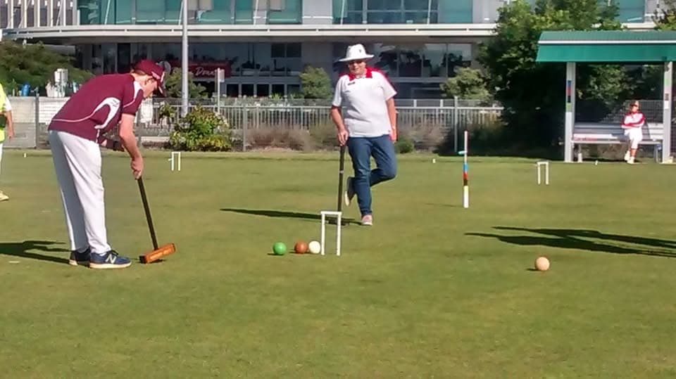 Golf croquet doubles underway at Broadwater