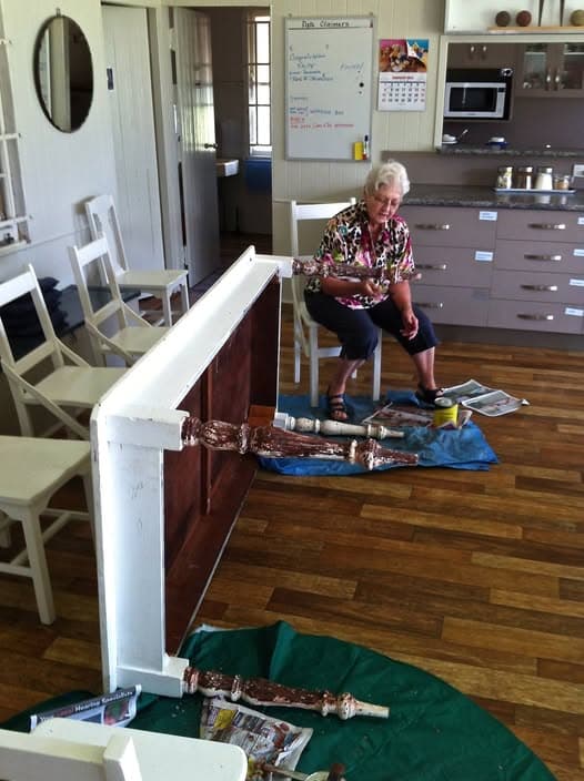 Working bee gives clubhouse tables a facelift