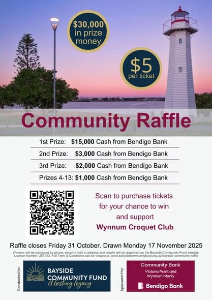 Win $15,000 in the Wynnum croquet raffle