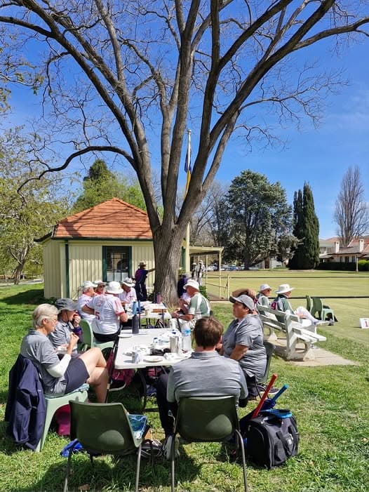 Morning tea under the tree at Canberra Croquet Club