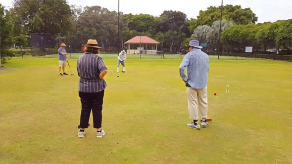 Quiet morning of croquet at Merthyr despite the rain