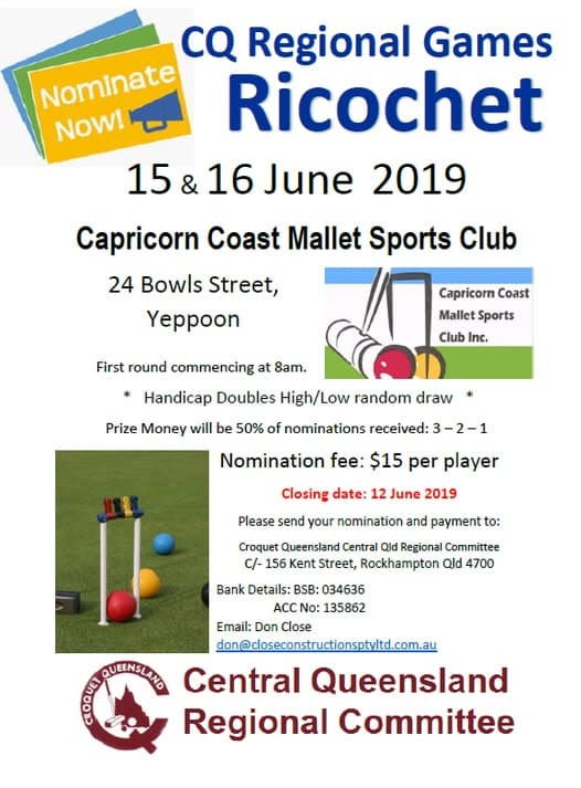 Gracemere announces regional croquet competitions for June, July and August 2019
