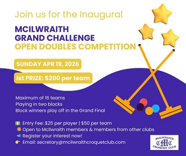 McIlwraith Grand Challenge open doubles registrations open