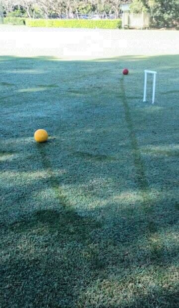 Early morning dew and croquet at Merthyr