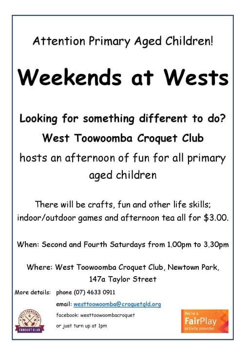 Term four sessions start in October at West Toowoomba