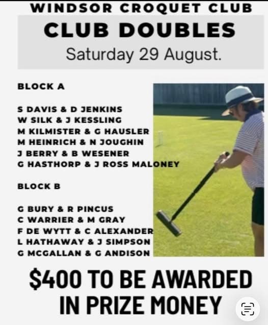 Windsor High/Low Club Doubles Competition set for August