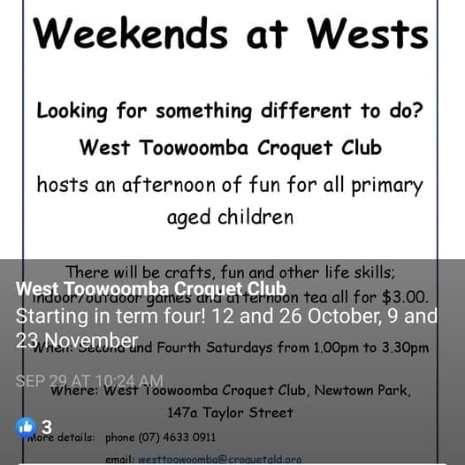 Weekends at Wests fun next Saturday, rain or shine