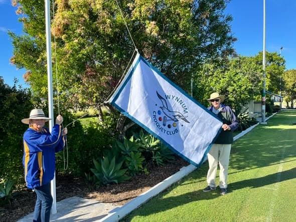 New club flag flying proudly at Wynnum Croquet Club