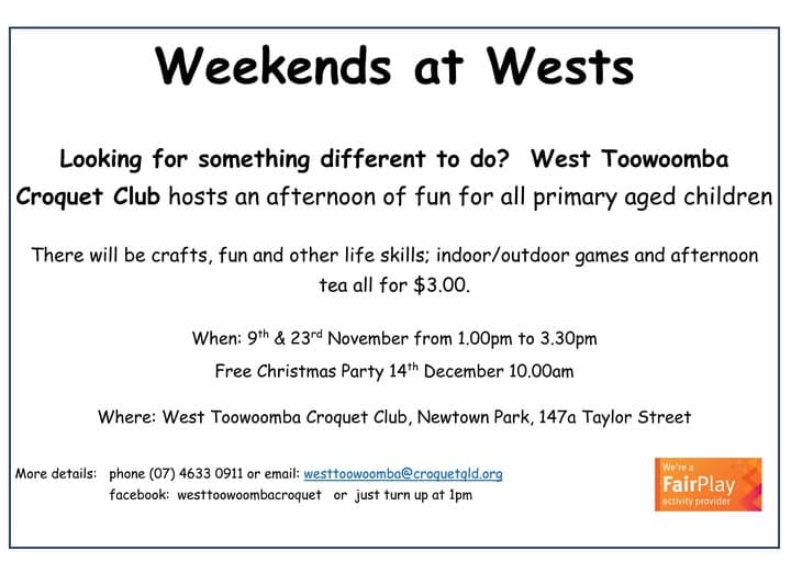West Toowoomba croquet on again this weekend