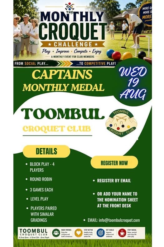 Toombul Croquet Launches Monthly Medal for Members