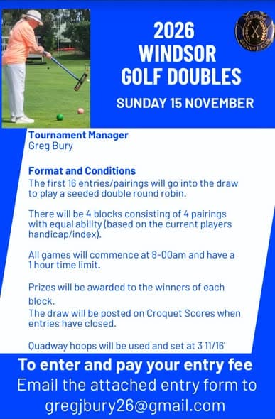2026 Windsor Doubles competition announced for November