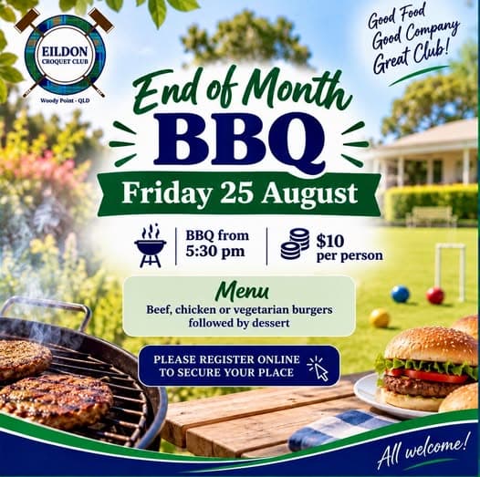 Club end of month BBQ next Friday