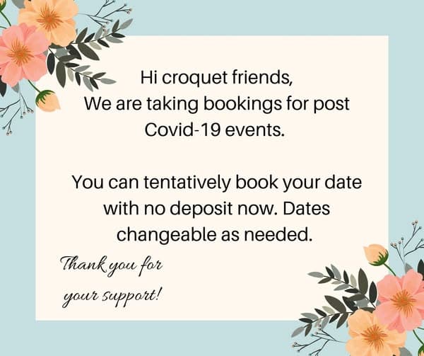 McIlwraith Croquet Club bookings information online