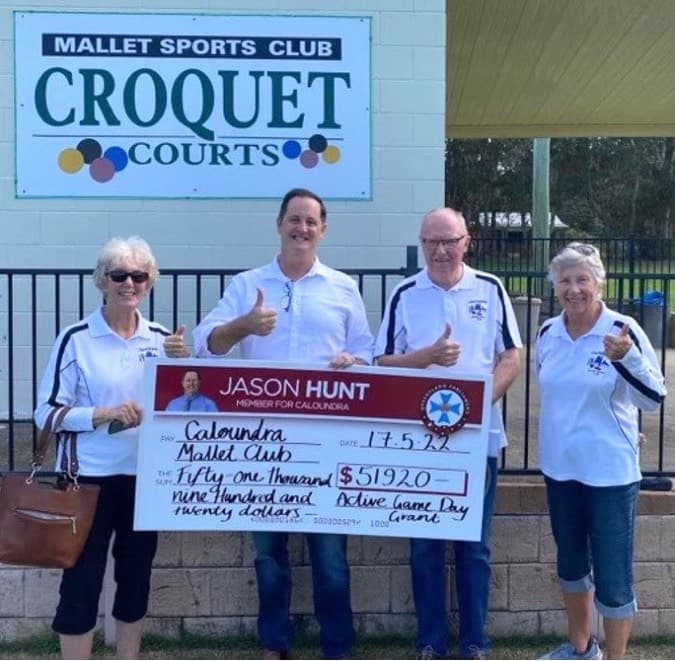 Caloundra reports on pennants, Gateball, and a grant for court drainage