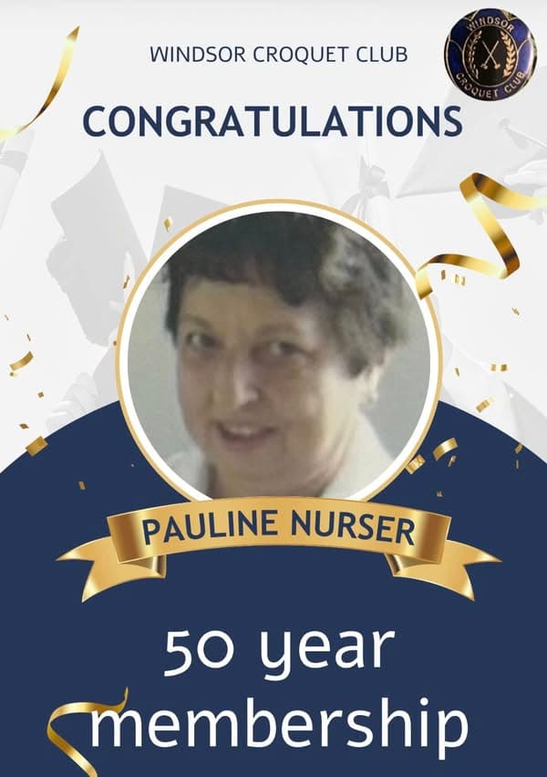 Windsor Croquet Club celebrates Pauline Nurser’s fifty-year membership, plus one more from Windsor
